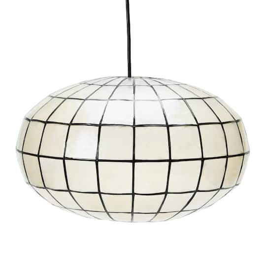 Hello Honey® 16" White Capiz Seashell & Black Oblong Ceiling Light